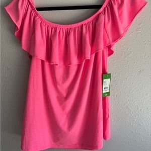Lilly Pulitzer Vibrant Pink Ruffle Blouse